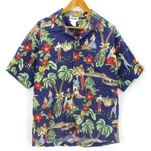 Vintage Murf Wear Hawaiian Shirt Men's Multicolor Short Sleeve Palm Trees Sz XL